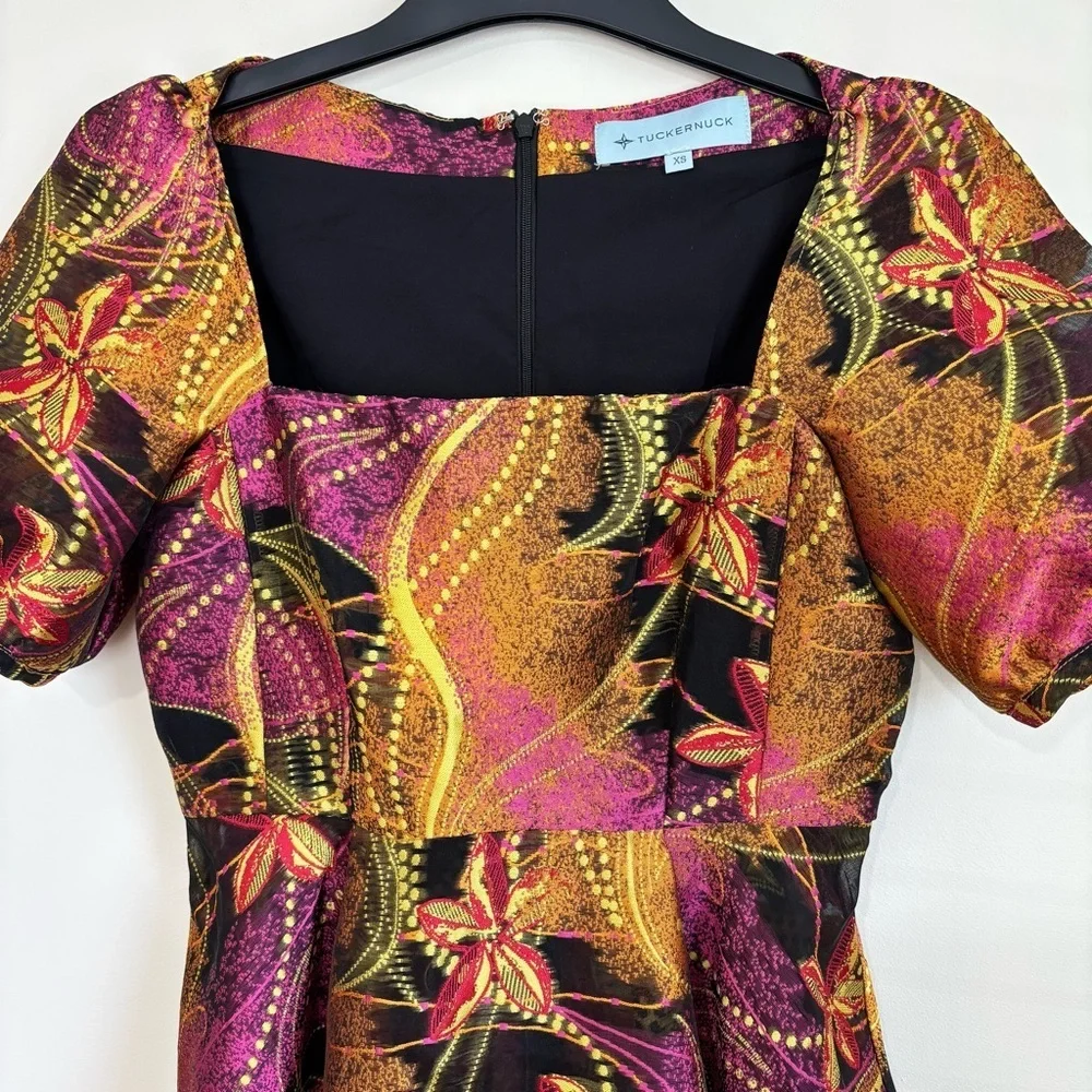 Tuckernuck babydoll square neck Puff short sleeves magenoto purple ankara blouse